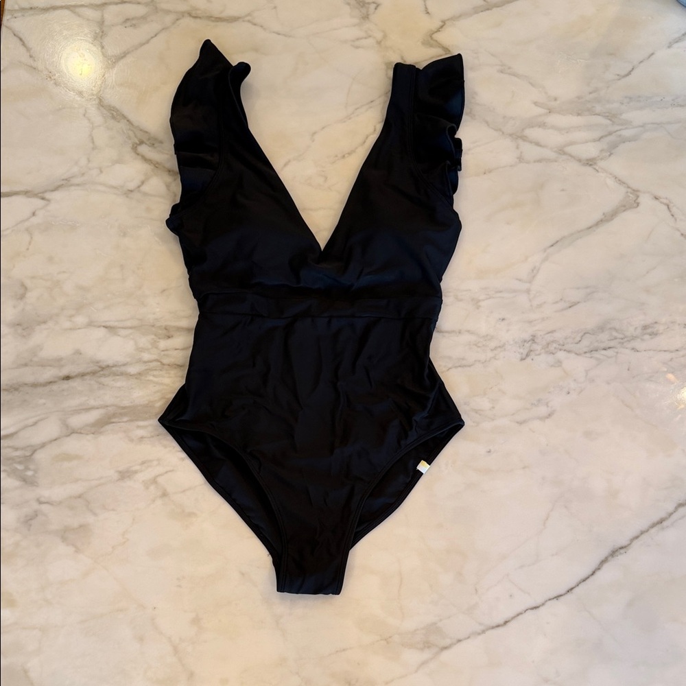 Summersalt Black Ruffled Backflip One-Piece Swimsuit NWT